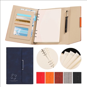A 5 All-in-one 6-Ring Binder Magnetic Padfolio With Pen Holder